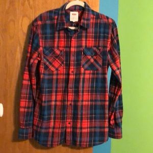 Red & Blue Plaid Flannel Shirt Levi’s Men’s Size Medium